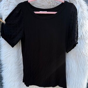 Chic Black Women's Blouse with Textured Sleeves